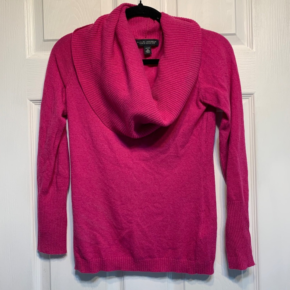 Banana Republic Cowl Neck Sweater Petite XS Pink Merino Cashmere Barbiecore Twee